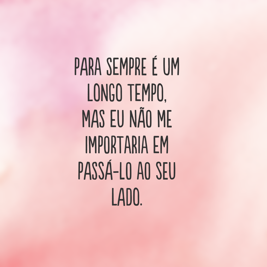 Para sempre é um longo tempo, mas eu não me importaria em passá-lo ao seu lado.