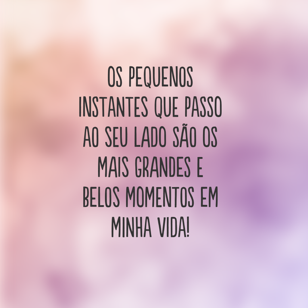 Os pequenos instantes que passo ao seu lado são os mais grandes e belos momentos em minha vida!