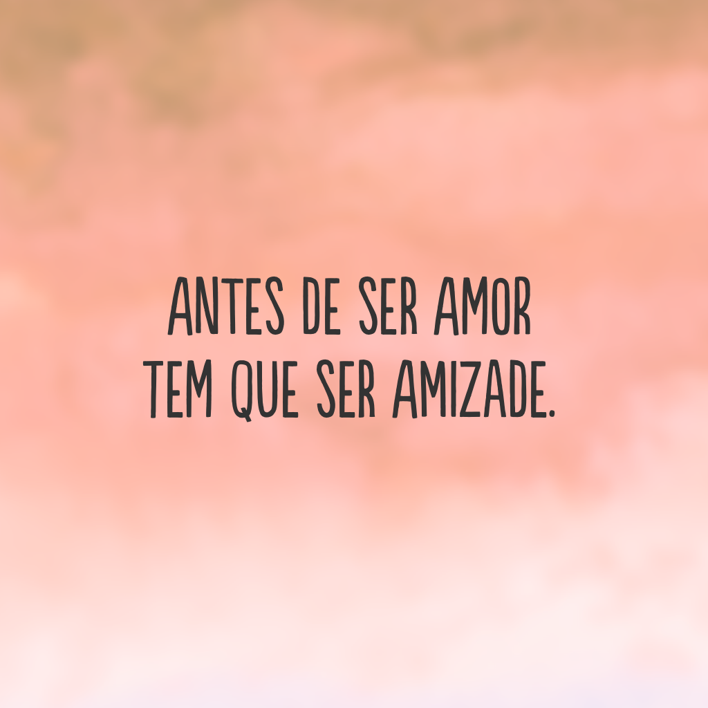 Antes de ser amor tem que ser amizade.