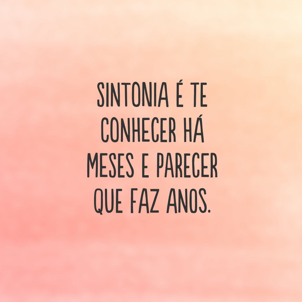 Sintonia é te conhecer há meses e parecer que faz anos.