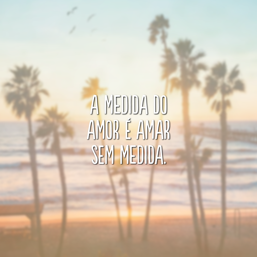 A medida do amor é amar sem medida.