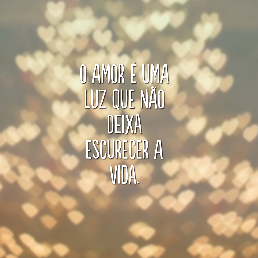 O amor é uma luz que não deixa escurecer a vida.