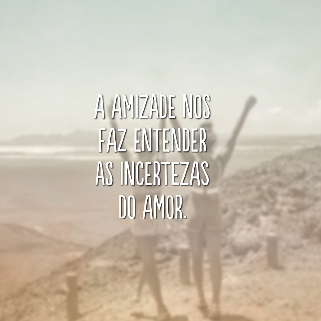 A amizade nos faz entender as incertezas do amor. 