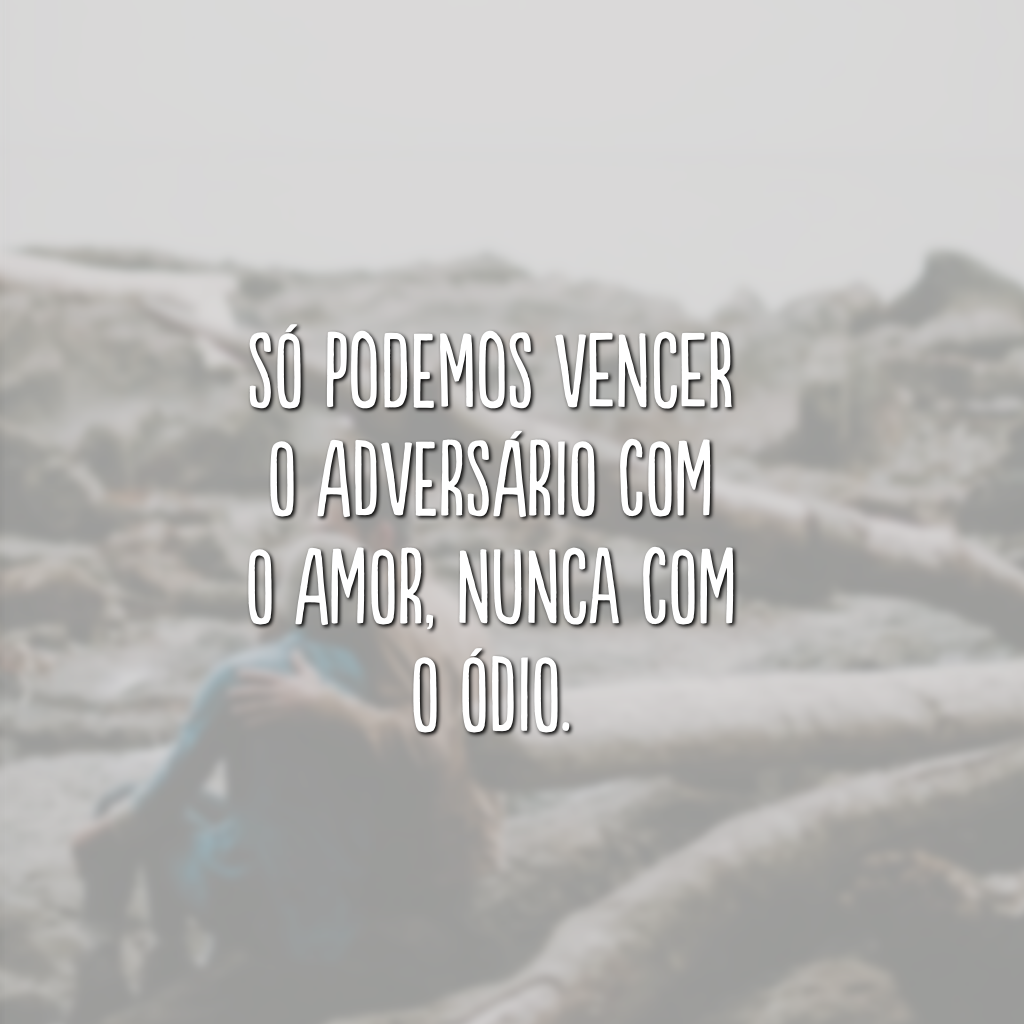 Só podemos vencer o adversário com o amor, nunca com o ódio.