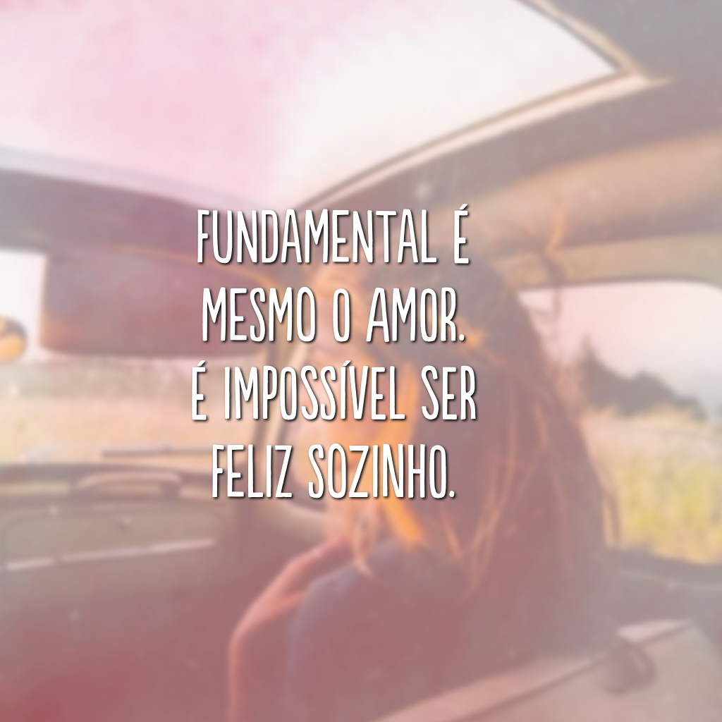 Fundamental é mesmo o amor. É impossível ser feliz sozinho.