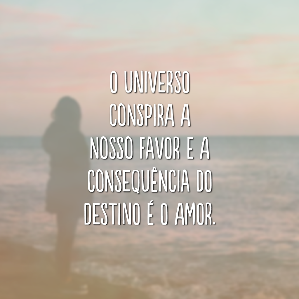 O universo conspira a nosso favor e a consequência do destino é o amor.