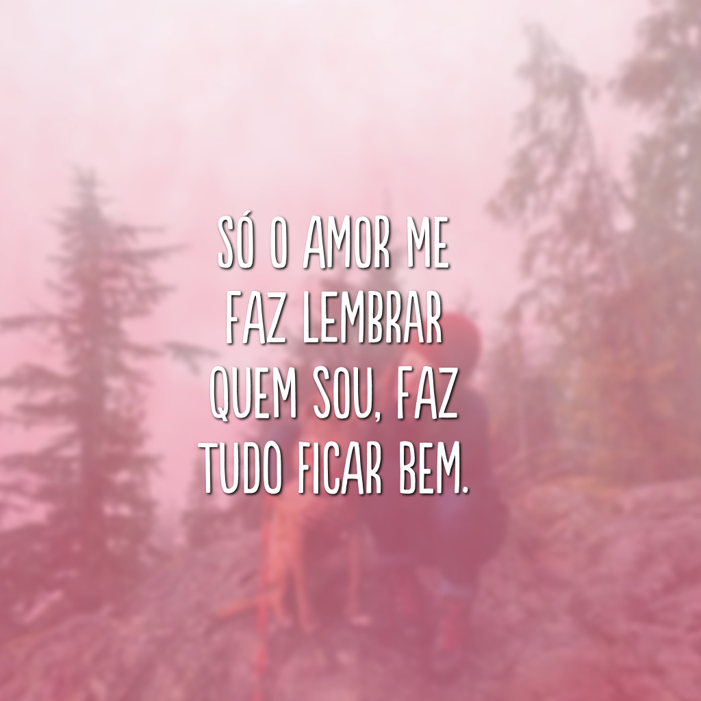 Só o amor me faz lembrar quem sou, faz tudo ficar bem.