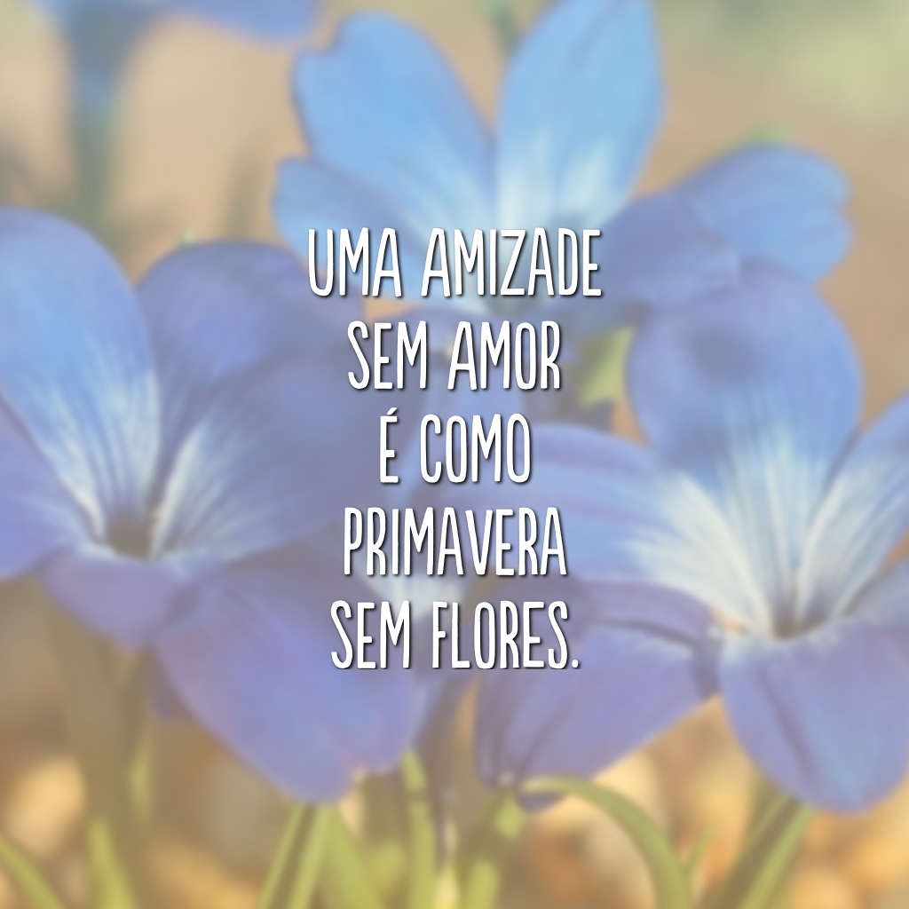 Uma amizade sem amor é como primavera sem flores.