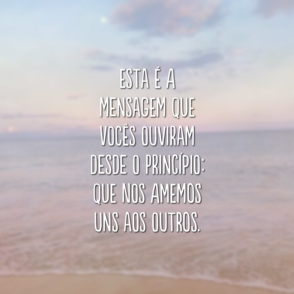 Esta é a mensagem que vocês ouviram desde o princípio: que nos amemos uns aos outros.