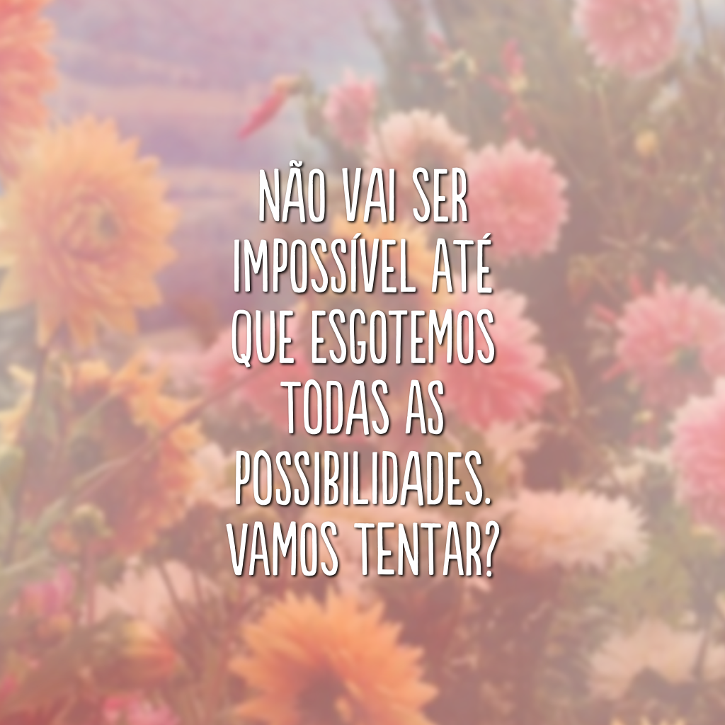 Não vai ser impossível até que esgotemos todas as possibilidades. Vamos tentar?