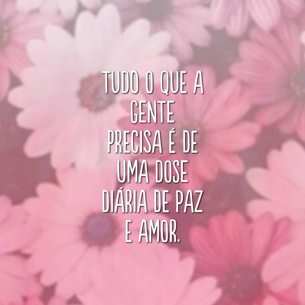 Tudo o que a gente precisa é de uma dose diária de paz e amor.