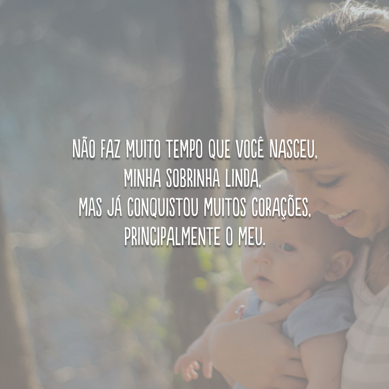 Não faz muito tempo que você nasceu, minha sobrinha linda, mas já conquistou muitos corações, principalmente o meu.

