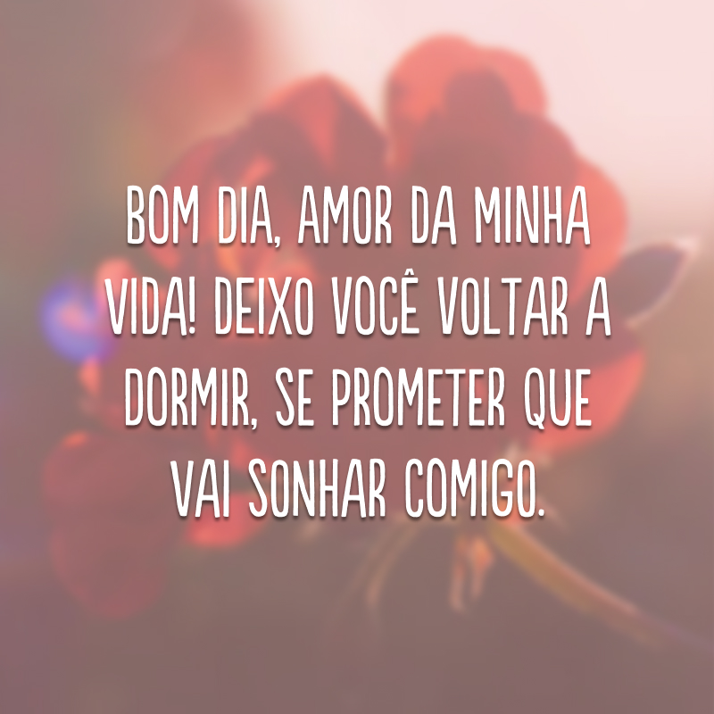 Bom dia, amor da minha vida! Deixo você voltar a dormir, se prometer que vai sonhar comigo.