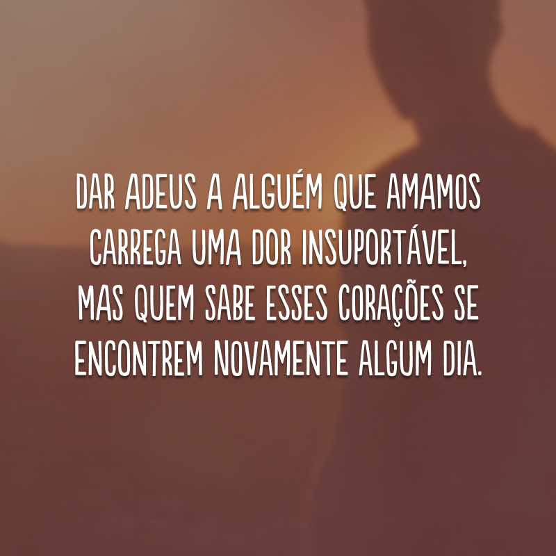 Dar adeus a alguém que amamos carrega uma dor insuportável, mas quem sabe esses corações se encontrem novamente algum dia.