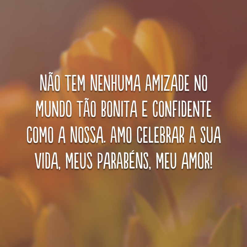 Não tem nenhuma amizade no mundo tão bonita e confidente como a nossa. Amo celebrar a sua vida, meus parabéns, meu amor!