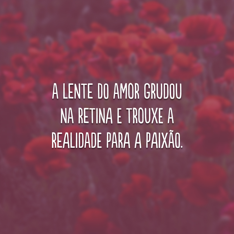 A lente do amor grudou na retina e trouxe a realidade para a paixão.