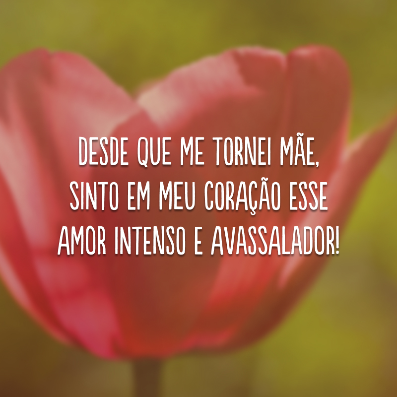 Desde que me tornei mãe, sinto em meu coração esse amor intenso e avassalador! 