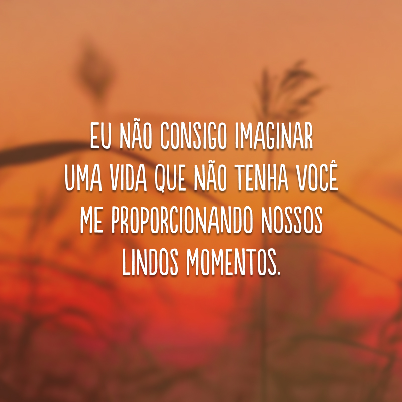 Eu não consigo imaginar uma vida que não tenha você me proporcionando nossos lindos momentos. 