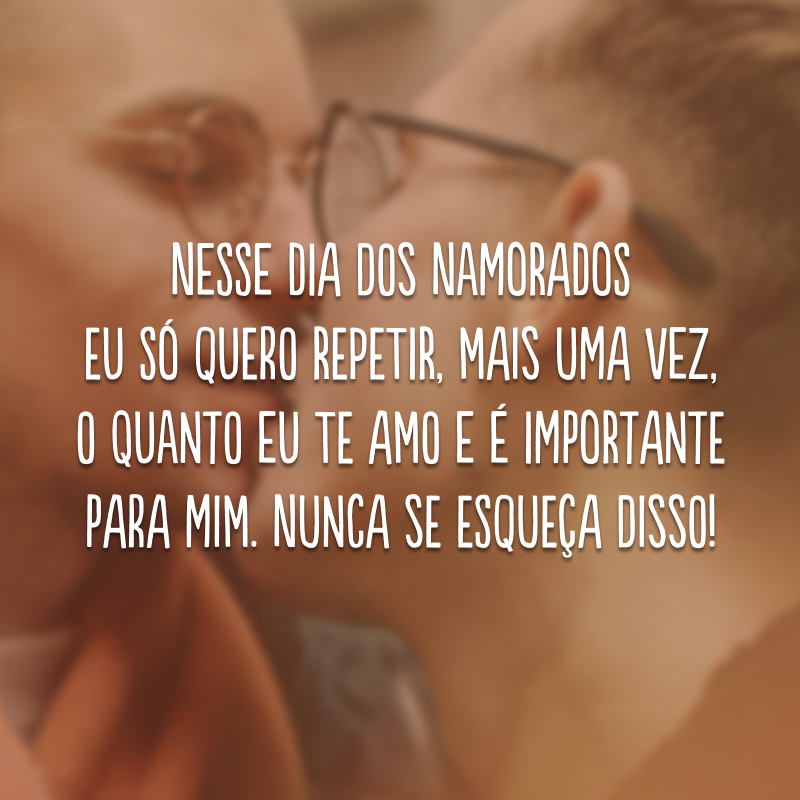 Nesse Dia dos Namorados eu só quero repetir, mais uma vez, o quanto eu te amo e é importante para mim. Nunca se esqueça disso!