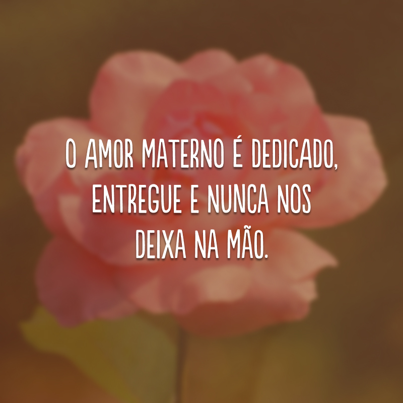 O amor materno é dedicado, entregue e nunca nos deixa na mão. 