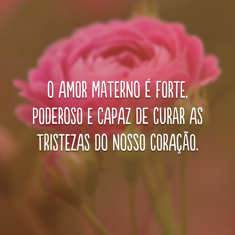 O amor materno é forte, poderoso e capaz de curar as tristezas do nosso coração. 