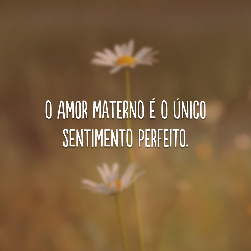 O amor materno é o único sentimento perfeito. 