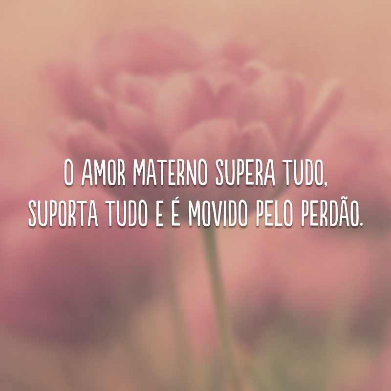 O amor materno supera tudo, suporta tudo e é movido pelo perdão.