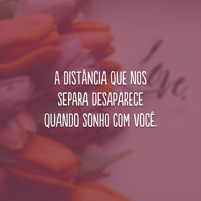 A distância que nos separa desaparece quando sonho com você.