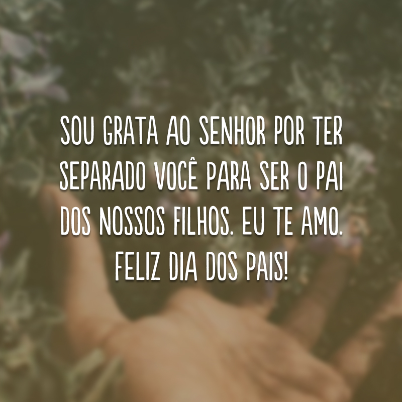 Sou grata ao Senhor por ter separado você para ser o pai dos nossos filhos. Eu te amo. Feliz Dia dos Pais!