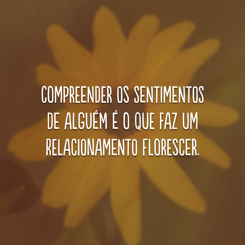 Compreender os sentimentos de alguém é o que faz um relacionamento florescer.