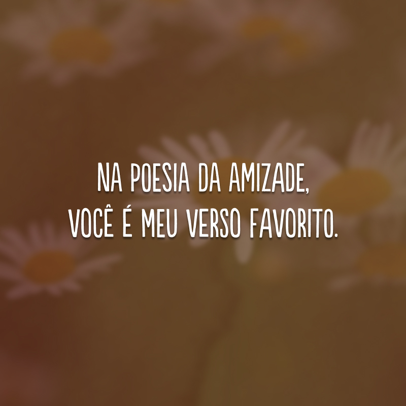 Na poesia da amizade, você é meu verso favorito. 