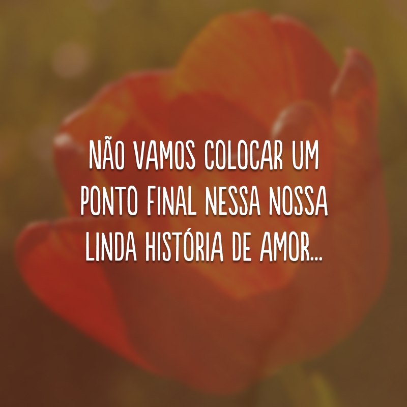 Não vamos colocar um ponto final nessa nossa linda história de amor... 