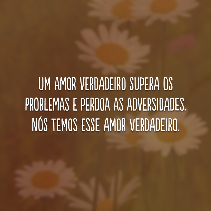 Um amor verdadeiro supera os problemas e perdoa as adversidades. Nós temos esse amor verdadeiro. 