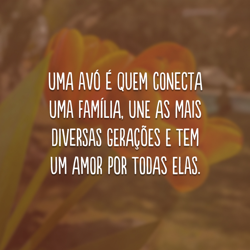 Uma avó é quem conecta uma família, une as mais diversas gerações e tem um amor por todas elas.