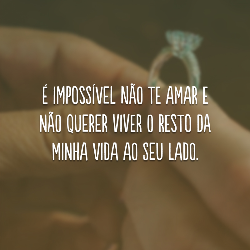 É impossível não te amar e não querer viver o resto da minha vida ao seu lado. 