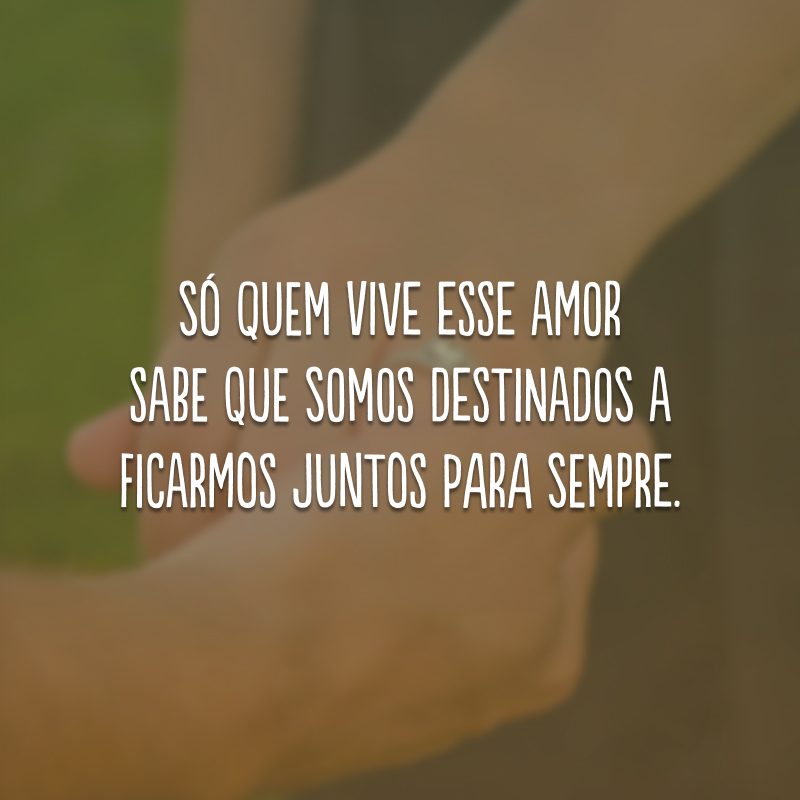 Só quem vive esse amor sabe que somos destinados a ficarmos juntos para sempre.