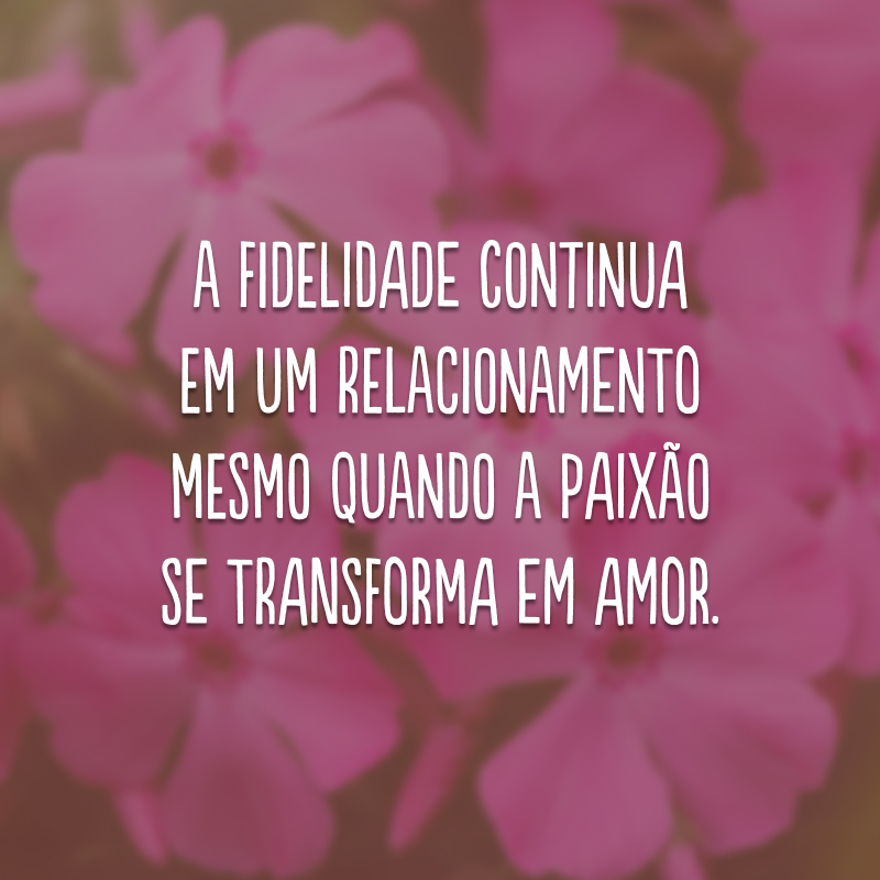 A fidelidade continua em um relacionamento mesmo quando a paixão se transforma em amor.
