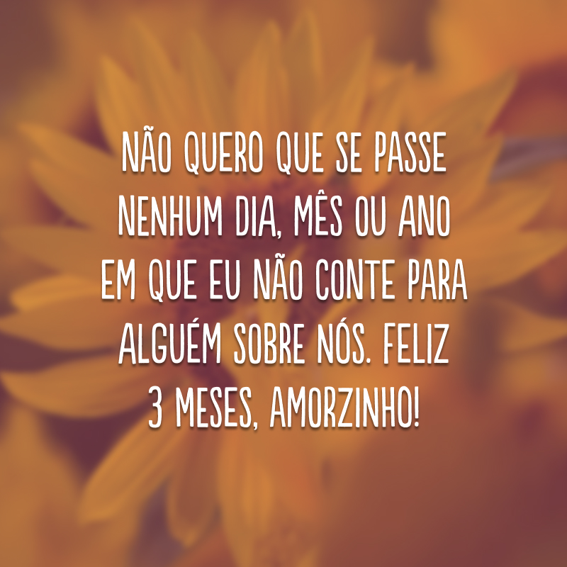 Não quero que se passe nenhum dia, mês ou ano em que eu não conte para alguém sobre nós. Feliz 3 meses, amorzinho!
