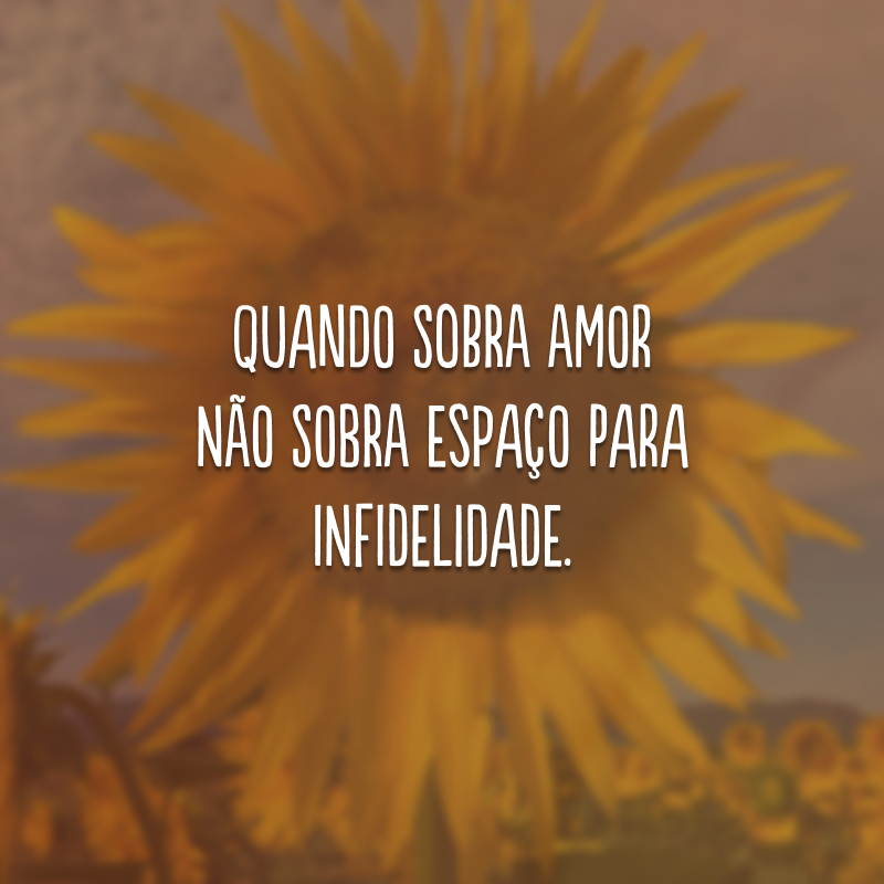 Quando sobra amor não sobra espaço para infidelidade.
