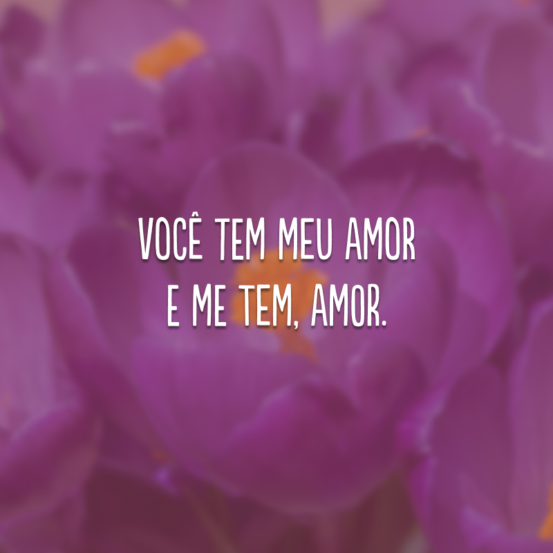 Você tem meu amor e me tem, amor.
