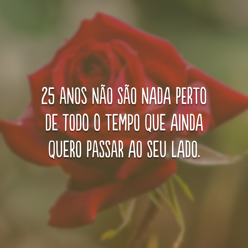 25 anos não são nada perto de todo o tempo que ainda quero passar ao seu lado.
