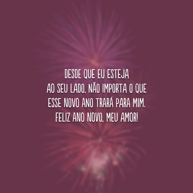 Desde que eu esteja ao seu lado, não importa o que esse novo ano trará para mim. Feliz Ano Novo, meu amor!