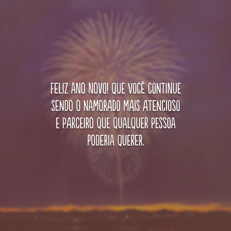 Feliz Ano Novo! Que você continue sendo o namorado mais atencioso e parceiro que qualquer pessoa poderia querer.