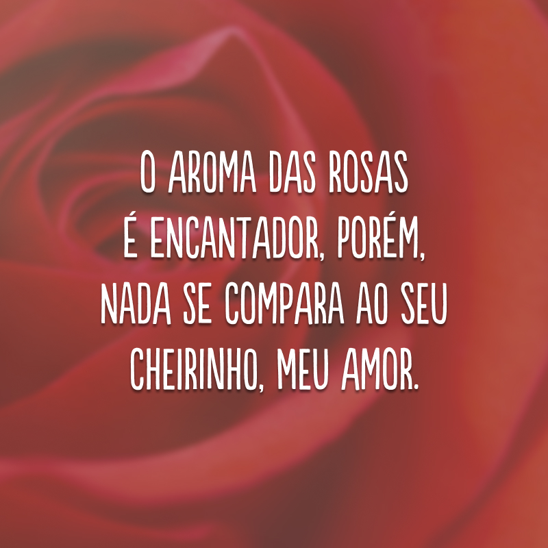 O aroma das rosas é encantador, porém, nada se compara ao seu cheirinho, meu amor. 
