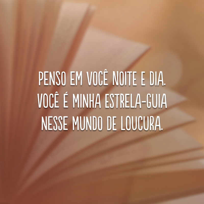 Penso em você noite e dia. Você é minha estrela-guia nesse mundo de loucura. 