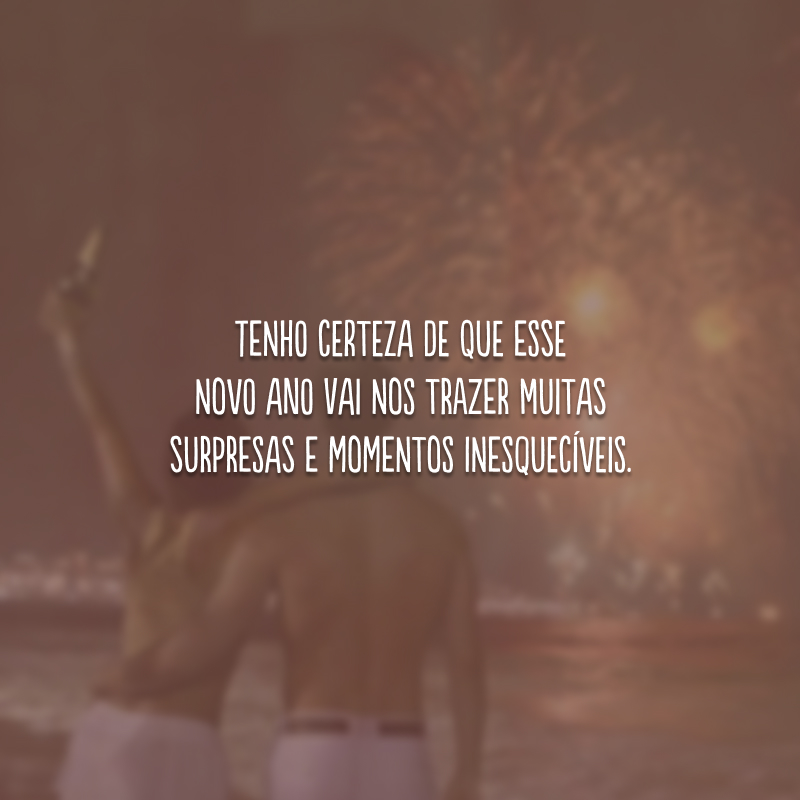 Tenho certeza de que esse novo ano vai nos trazer muitas surpresas e momentos inesquecíveis.