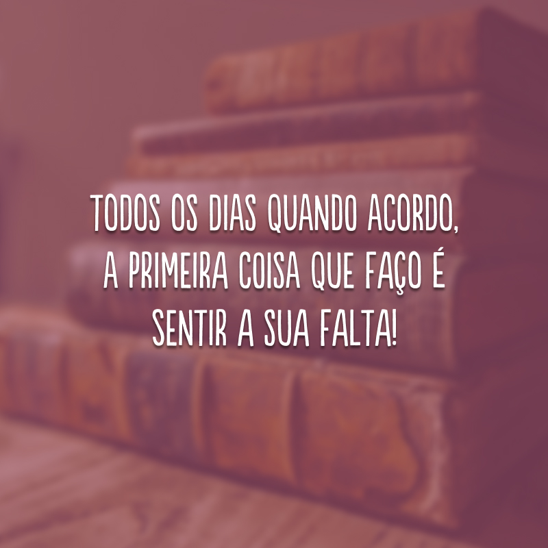 Todos os dias quando acordo, a primeira coisa que faço é sentir a sua falta!