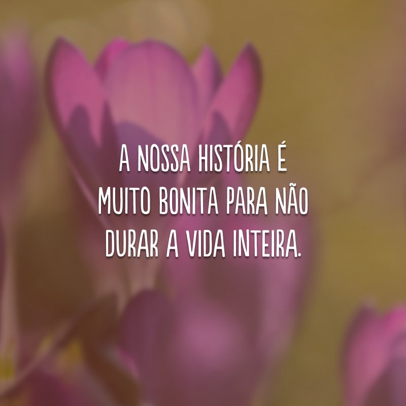 A nossa história é muito bonita para não durar a vida inteira. 
