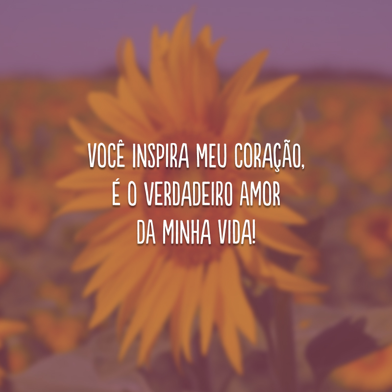 Você inspira meu coração, é o verdadeiro amor da minha vida!
