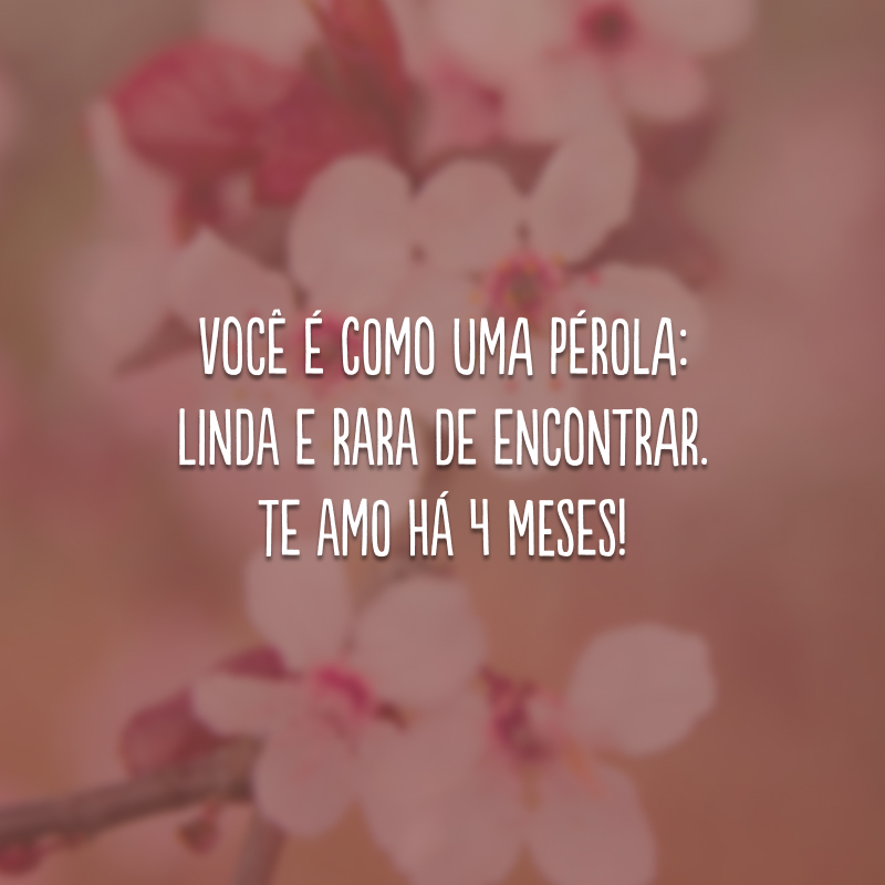 Você é como uma pérola: linda e rara de encontrar. Te amo há 4 meses! 
